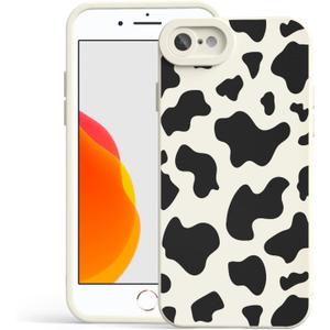 Case Compatible with iPhone SE/7/8, Cute Pretty Print Protective Silicone Case for Girls Women, Ultra-Thin Shockproof Soft Girly Phone Cover for iPhone SE/7/8 - Cow Print