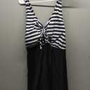 NIeyook Womens Plus Size Tankini Swimsuit 2025 Two Piece Tummy Control Bathing Suits for Women Swim Dress with Shorts (Black Striped)