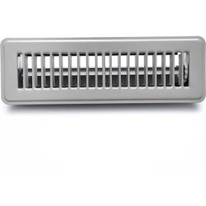 HVAC Premium 2" X 10" Floor Register with Louvered Design - Heavy Duty Rigid Floor Air Supply with Damper & Lever - Outer Dimensions [ 3.5 X 11.5] - Light Grey