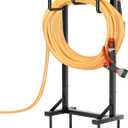 Garden Hose Holder with Stable Base and Tool Hooks, GAVISCITY Heavy-Duty Metal Hose Hanger Garden Hose Storage Holds 151Ft Hose, Rustproof Freestanding Water Hose Holder for Outside, Yard, Lawn, Black