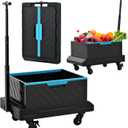 MAXMAN Folding Hand Truck, 132Lbs Heavy Duty Foldable Dolly Cart with 4 Silent Wheels and Adjustable Handle, 2-in-1 Multifunctional Portable Wagon for Moving, Camping, Travel, Shop, Warehouse, Blue