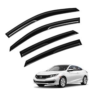 Civic Rain Guard - Window Visors for Honda Civic Sedan 2016-2021, Tape-On Side Window Rain Guards for Civic, 4PCS, Black, Car Accessories