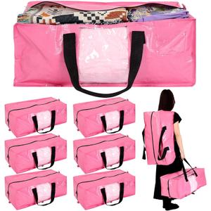 6 Pack Extra Large Heavy Duty Dorm Moving Bags with Clear Window, Strong Carrying Handles, Backpack Straps and Zippers for Saving Space Storage Totes Clothes Storage Bag Moving Supplies