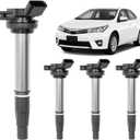 Ignition Coil Packs (4 Pcs), Compatible with 2008-2017 Toyota Corolla/Prius/Matrix, Scion IM/XD, Pontiac Vibe & More Replaces# UF-596, UF-619, 90919-02252, 90919-02258