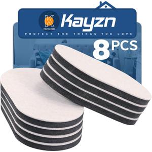 Felt Furniture Sliders 8pcs 3-1/2" x 6"- Reusable Heavy Duty Oval Sliders for Moving Furniture on Hard Floor - Quickly and Easily Move Couches/Beds/Armoires (Beige)