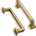 khtumeware 6 Pack Brushed Brass Cabinet Pulls, 3-3/4 Inch(96mm) Hole Centers Cabinet Handles Kitchen Hardware Straight Bar for Cabinets and Drawer Pulls