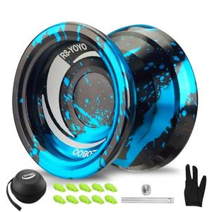 WATIEOBOO R8 Responsive Yoyo Professional, Metal Yoyo for Kids Adults Beginner, Replacement Unresponsive Yoyo Bearing for Advanced Yoyo Player + Removal Bearing Tool + Axle (Black Blue)
