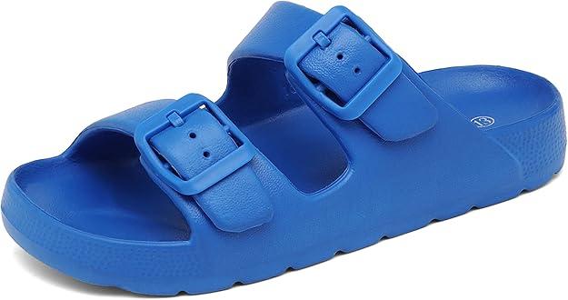 INMINPIN Boys Girls Double Buckle Slide Sandals Comfort Beach Pool Shower Slippers Adjustable Indoor Outdoor Little Kid/Big Kid Size 1