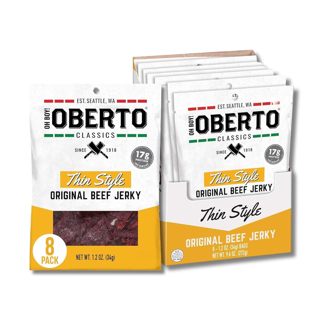 Oh Boy! Oberto Classics Thin Style Original Beef Jerky, 1.2 Ounce (Pack of 8)