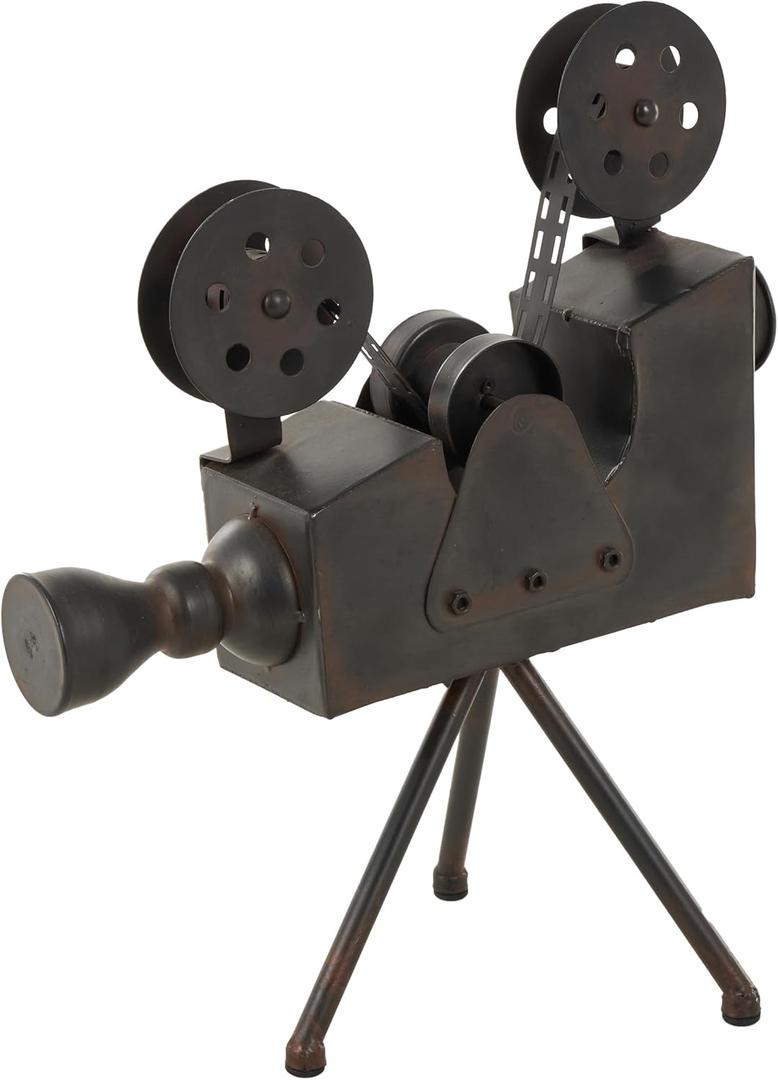 Deco 79 Metal Film Decorative Sculpture Camera Home Decor Statue, Accent Figurine 12" x 7" x 15", Brown