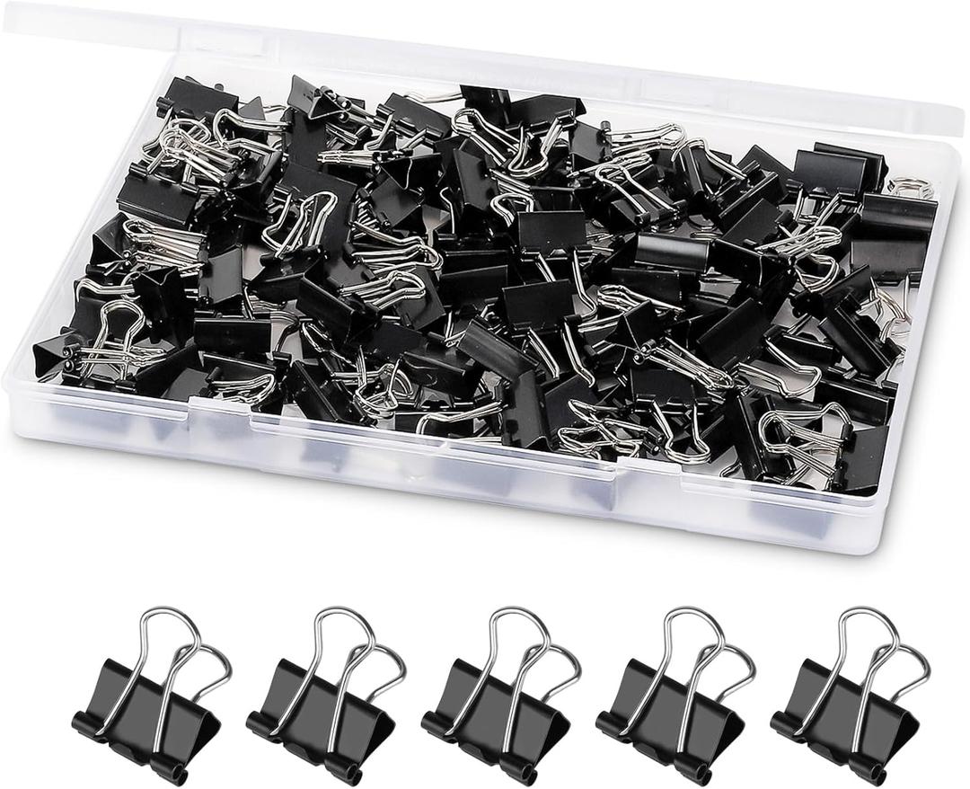 2 x Ufmarine 120 Pcs Mini Binder Clips, Small Binder Clips Black, 15mm Paper Clips for Office