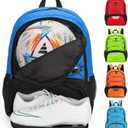 Youth Soccer Bag-Soccer Backpack&Backpack for Football Basketball,with Ball Compartment Separate Cleat Package (DeepBlue)