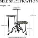 Linton Arts 24" 3-Tier Cast Iron Plant Stand, Ornate Indoor Plant Shelf | Foldable heavy-duty wrought iron plant stand, indoors plant stand, rustic display rack for balcony, patio & garden corner