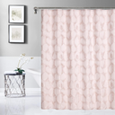 Dainty Home Cotton Soft Textured Shower Curtain - Printed Design Cotton in Tiles Blue 70" x 72" - Water Resistant Cotton, Washable Shower Curtain - Perfect Cloth Shower Curtain for Stylish Bathrooms, Blush