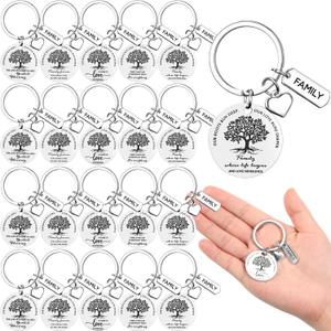Sureio 30 Pcs Family Reunion Gifts Family Tree Keychain with Heart and Charm Favors, 5 Styles