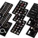 SPAKOWN Jewelry Drawer Organizer Inserts Set of 9, Jewelry Trays for Drawers Velvet Jewelry Organizer Tray Drawer Jewelry Organizers and Storage for Earring Ring Necklace Watch Bracelet (Black)