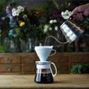 Hario V60 Ceramic Pour Over Coffee Set, Size 02, White