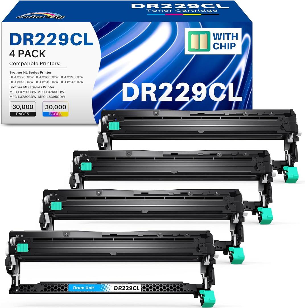 DR229CL Drum Unit for Brother DR-229CL DR229 Work for Brother MFC-L3780CDW MFC-L3720CDW MFC-L8395CDW HL-L3280CDW HL-L3220CDW HL-L3295CDW HL-L3300CDW Wireless Compact Digital Color Printer(4 Packs)