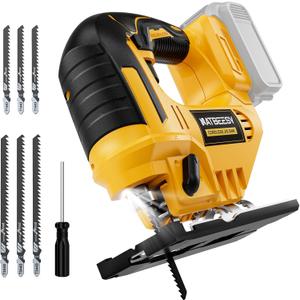 Jig Saw Compatible With Dewalt 20v Max Battery, NATBEESY Brushless Cordless jig saw tool, LED Work Light, 45° Beveled Cuts, Variable Speed 2900RPM, 3 Orbital Action, 6 Blades for Cutting (NOT Battery)