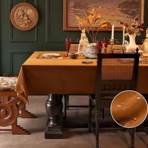 Rectangle Velvet Tablecloth 72 x 54 Inch, Waterproof Spillproof Washable Table Cloth, Soft Table Cover for Fall Thanksgiving Halloween Dining Kitchen Party - Caramel