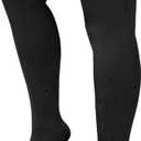 Plus Size Thigh High Compression Stockings for Circulation Support, Toeless Stocks for Men & Women, Beige 5X-Large (Beige-2)