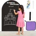 Magnetic Chalkboard Wall Decal 24''x40'' Arch - Peel and Stick Felt Removable Reusable, Easy Clean Self Adhesive Fabric Wall Decor for Home Office Kids Room-Black