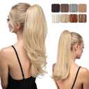 Clip in Ponytail Extension Light Blonde 18 Inch Pony Tails Hair Extensions for Women Long Straight Curly Tail Ponytail Hair piece Synthetic Fake Versatile Pony