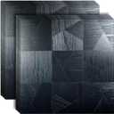XUANINY Peel and Stick Metal Backsplash Tiles, Self Adhesive Aluminum Mosaic 3D Wall Sticker for Kitchen (Dark Wooden, 10)