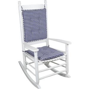 Klear Vu Porch Rocking Chair Cushion Set for Indoor and Outdoor Use, Assembled in the USA, Easy to Clean Stylish Seat and Back Pads with Fabric Ties, 20" x 17" x 2", Gingham Navy