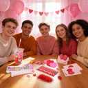 219 Pcs Girls Themed Birthday Party Supplies, Galentines Day Party Favor Exchange for Office, 24 Set Pink Stationery Gift Supplies with Cards Pencils Erasers Rulers Sharpener Stickers Cups