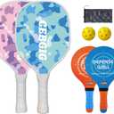 Pickleball Paddles Set, 4 Premium Rackets with 2 Balls, Mesh Bag for Indoor and Outdoor Play, Blue