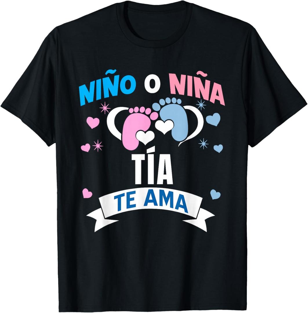 Niño o Niña Tía Te Ama Gender Reveal In Spanish Aunt T-Shirt S/P/CH