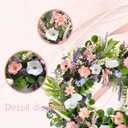 Summer Wreath 22-inch Faux White Morning Glory Pink Flower Green Leaf Wreath Front Door Porch Patio Decoration Wreaths Wedding Birthday Party Holiday Wreaths