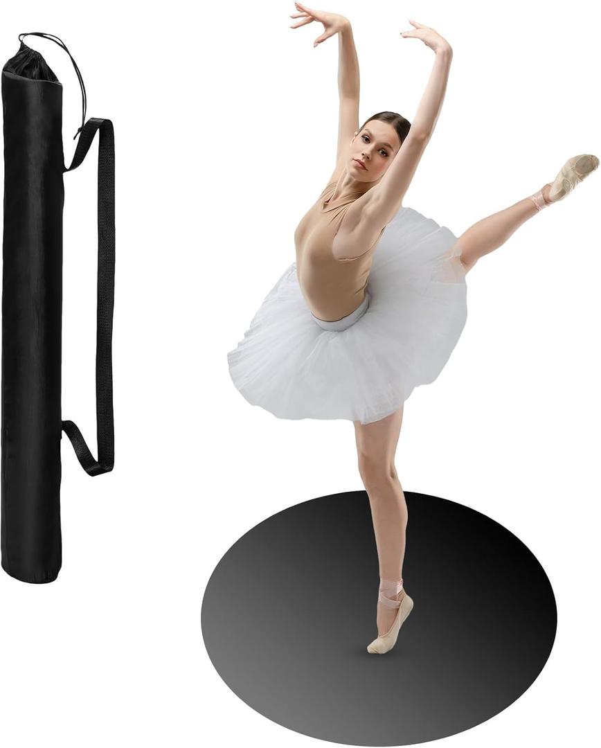 Portable Dance Floor Smooth Ballet Floor Vinyl Dance Mat for Home Stage Studios Kids Adults Practice Improve (33 Inch, Black)