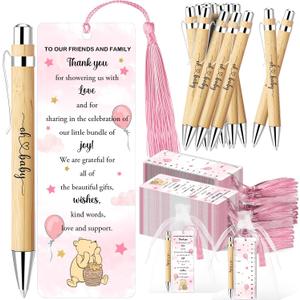 30 Sets Winnie Baby Shower Favors, The Pooh Babies Shower Gift for Guests, Includes 30 Babies Ballpoint Pens 30 Winnie Thank You Bookmarks 30 Organza Bags for Winnie Gender Reveal Gifts Guest Prizes