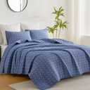ENJOHOS 100% Cotton Oversized King Bedspread, Blue California King Size Quilt Set for All Season, Reversible Lightweight Soft Coverlet, 3 Pieces, 106"x96"