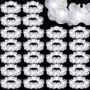 Retrowavy 24 Pcs LED Flower Crown Wreath Headband Fairy Flower Girl Headpiece Light up Hair Accessories for Wedding(White)