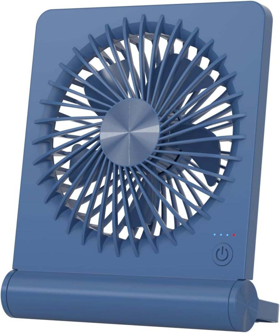 Small Desk Fan,Rechargeable USB Fan Battery Operated,Ultra Quiet, Strong Wind, 3 Speeds Travel Fans (Blue)