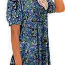 BETTE BOUTIK Women's Short Sleeve Summer Tunic Tops Flowy Flare Button Down Tunic Shirts Blouses S, Color May Vary