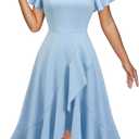 DRESSTELLS Women's Cocktail Party Dress, Formal Wedding Guest Church Vintage Holiday Evening Prom High Low Dresses 2025 (Large, Blue)