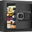 1.8 Cubic Feet Small Fire Safe Box for Home, Fireproof Lock Box, Security Money Safe with Digital Keypad, Spare Keys and Removable Shelf, Personal Home Safes for Money, Jewelry, ID Documents