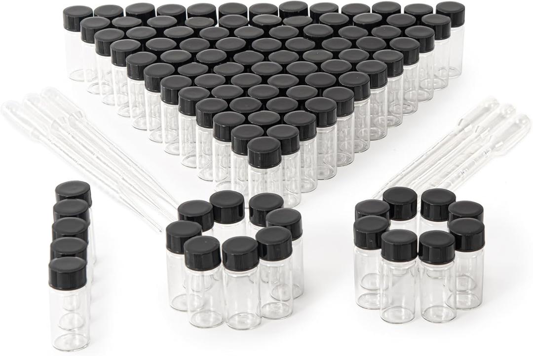 5ml Clear Small Glass Vials 100pcs with Screw Caps(100pcs)