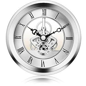 Hicarer 4 1/ 16 Inch Skeleton Clock Insert with Bezel (Silver)