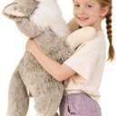 BENINY Giant Wolf Stuffed Animal 30", Super Soft Pillow Plush Toy, Big Fluffy Plushie Gift for Birthdays & Christmas