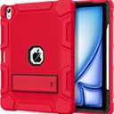 Azzsy Case for iPad Air 13 Inch (M4/M3/M2) 2026/2025/2024, [Built-in Pencil Holder] Heavy Duty Shockproof Rugged Protective Case for 13 inch iPad Air (2026/2025/2024 Version), Red