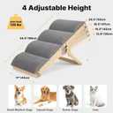 Veehoo Dog Ramp for Bed Couch for Small to Large Dogs, Folding Ramp for Dogs to Get on Bed 4 Adjustable Height from 13.8" to 20.5", Wooden Pet Cat Stairs Doggie Steps with Foam Padding, Up to 130lbs