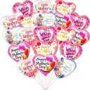 KIPETTO Happy Mother's Day Balloons 20Pcs 18inch Aluminum Foil Balloons Heart Balloons for Mother's Day Birthday Party Decorations