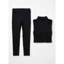 Women's Sexy Seamless Two Piece Outfit Matching Set, Black, Small-Medium