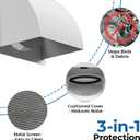 6 Inch Metal Dryer Vent Cover Outside, Heavy Duty Iron Exhaust Hood with Internal Damper, Detachable Cover & Fixed Mesh Screen for Dryer, Kitchen, HVAC, White