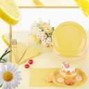 Zhehao 120 Pcs Disposable Paper Dessert Plates and Napkins Set, 7 Inch Party Cake Appetizer Plate with Napkin for Birthday Baby Shower Wedding Easter(Yellow)